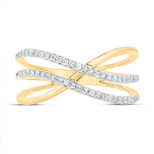 Load image into Gallery viewer, 10K Yellow Gold Diamond Criss Cross Designer Ring 1/5 Cttw - Splendid Jewellery