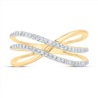 10K Yellow Gold Diamond Criss Cross Designer Ring 1/5 Cttw - Splendid Jewellery