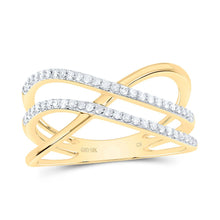 Load image into Gallery viewer, 10K Yellow Gold Diamond Criss Cross Designer Ring 1/5 Cttw - Splendid Jewellery