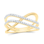 10K Yellow Gold Diamond Criss Cross Designer Ring 1/5 Cttw - Splendid Jewellery