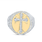 10K Yellow Gold Diamond Crome Cross Men's Ring 1 7/8 Cttw - Splendid Jewellery