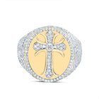 10K Yellow Gold Diamond Crome Cross Men's Ring 1 7/8 Cttw - Splendid Jewellery