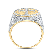 Load image into Gallery viewer, 10K Yellow Gold Diamond Crome Cross Men's Ring 1 7/8 Cttw - Splendid Jewellery