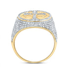 10K Yellow Gold Diamond Crome Cross Men's Ring 1 7/8 Cttw - Splendid Jewellery