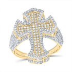 10K Yellow Gold Diamond Crome Cross Men's Ring 2 5/8 Cttw - Splendid Jewellery
