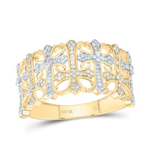 Load image into Gallery viewer, 10K Yellow Gold Diamond Crome Cross Men's Ring 3/8 Cttw - Splendid Jewellery