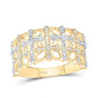 10K Yellow Gold Diamond Crome Cross Men's Ring 3/8 Cttw - Splendid Jewellery