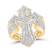 Load image into Gallery viewer, 10K Yellow Gold Diamond Cross Men's Ring 1 1/2 Cttw - Splendid Jewellery