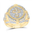 10K Yellow Gold Diamond Cross Men's Ring 1 1/5 Cttw - Splendid Jewellery