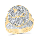 10K Yellow Gold Diamond Cross Men's Ring 1 7/8 Cttw - Splendid Jewellery