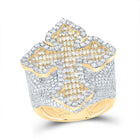 10K Yellow Gold Diamond Cross Men's Ring 3 5/8 Cttw - Splendid Jewellery