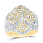 10K Yellow Gold Diamond Cross Men's Ring 3 Cttw - Splendid Jewellery