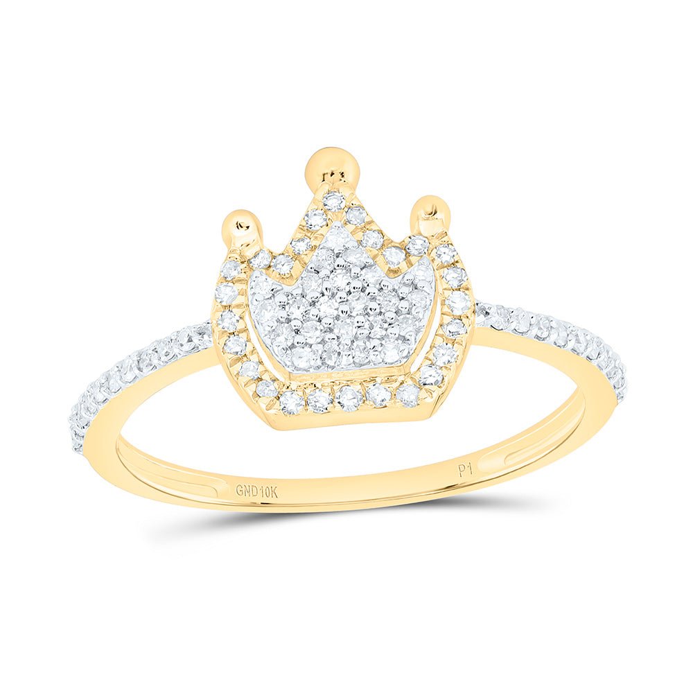 10K Yellow Gold Diamond Crown Ring 1/4 Cttw - Splendid Jewellery