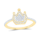 10K Yellow Gold Diamond Crown Ring 1/4 Cttw - Splendid Jewellery