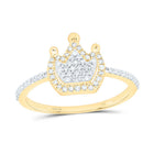 10K Yellow Gold Diamond Crown Ring 1/4 Cttw - Splendid Jewellery
