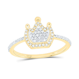 10K Yellow Gold Diamond Crown Ring 1/4 Cttw - Splendid Jewellery