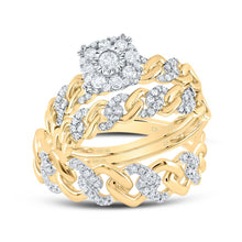 Load image into Gallery viewer, 10K Yellow Gold Diamond Cuban Fashion Trio Ring Set 1/2 Cttw - Splendid Jewellery