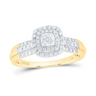 10K Yellow Gold Diamond Cushion Double Halo Bridal Ring 1/3 Cttw - Splendid Jewellery