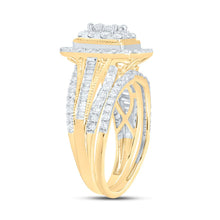 Load image into Gallery viewer, 10K Yellow Gold Diamond Cushion Double Halo Bridal Set 1 Cttw - Splendid Jewellery