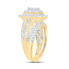 10K Yellow Gold Diamond Cushion Double Halo Bridal Set 1 Cttw - Splendid Jewellery
