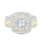 10K Yellow Gold Diamond Cushion Double Halo Bridal Set 1 Cttw - Splendid Jewellery
