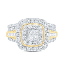 Load image into Gallery viewer, 10K Yellow Gold Diamond Cushion Double Halo Bridal Set 1 Cttw - Splendid Jewellery