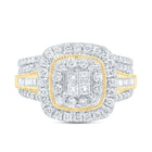 10K Yellow Gold Diamond Cushion Double Halo Bridal Set 1 Cttw - Splendid Jewellery