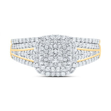 Load image into Gallery viewer, 10K Yellow Gold Diamond Cushion Double Halo Bridal Set 1/2 Cttw - Splendid Jewellery