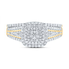 10K Yellow Gold Diamond Cushion Double Halo Bridal Set 1/2 Cttw - Splendid Jewellery