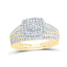 Load image into Gallery viewer, 10K Yellow Gold Diamond Cushion Double Halo Bridal Set 1/2 Cttw - Splendid Jewellery