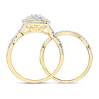 10K Yellow Gold Diamond Cushion Double Halo Bridal Set 1/2 Cttw - Splendid Jewellery