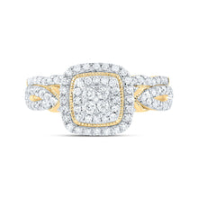 Load image into Gallery viewer, 10K Yellow Gold Diamond Cushion Double Halo Bridal Set 1/2 Cttw - Splendid Jewellery