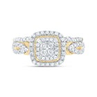 10K Yellow Gold Diamond Cushion Double Halo Bridal Set 1/2 Cttw - Splendid Jewellery