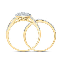 Load image into Gallery viewer, 10K Yellow Gold Diamond Cushion Double Halo Bridal Set 1/2 Cttw - Splendid Jewellery