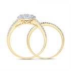 10K Yellow Gold Diamond Cushion Double Halo Bridal Set 1/2 Cttw - Splendid Jewellery