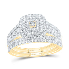 Load image into Gallery viewer, 10K Yellow Gold Diamond Cushion Double Halo Bridal Set 5/8 Cttw - Splendid Jewellery