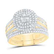 Load image into Gallery viewer, 10K Yellow Gold Diamond Cushion Double Halo Bridal Set 7/8 Cttw - Splendid Jewellery