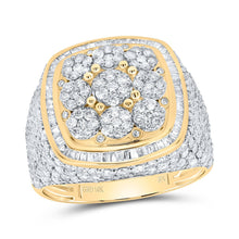 Load image into Gallery viewer, 10K Yellow Gold Diamond Cushion Head Flower Men's Ring 3 Cttw - Splendid Jewellery