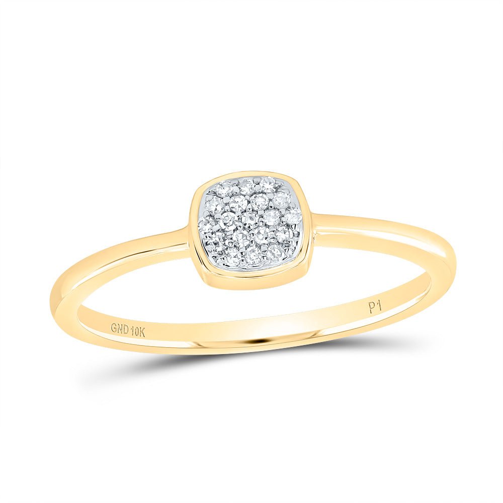 10K Yellow Gold Diamond Cushion Ring 1/20 Cttw - Splendid Jewellery