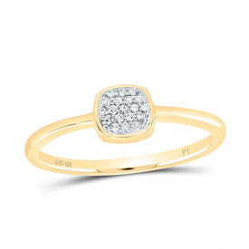10K Yellow Gold Diamond Cushion Ring 1/20 Cttw - Splendid Jewellery