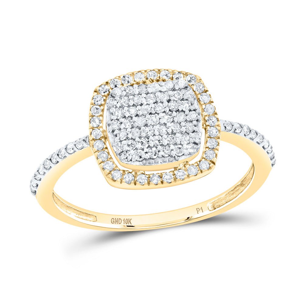 10K Yellow Gold Diamond Cushion Ring 1/3 Cttw - Splendid Jewellery