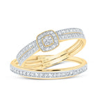 10K Yellow Gold Diamond Cushion Trio Ring Set 1/2 Cttw - Splendid Jewellery