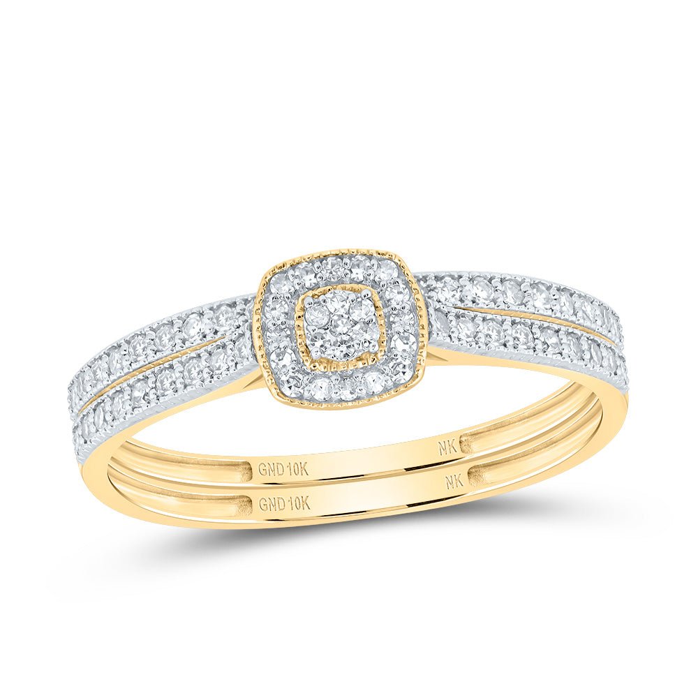 10K Yellow Gold Diamond Cushion Trio Ring Set 1/2 Cttw - Splendid Jewellery