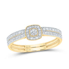 10K Yellow Gold Diamond Cushion Trio Ring Set 1/2 Cttw - Splendid Jewellery