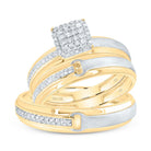 10K Yellow Gold Diamond Cushion Trio Ring Set 1/4 Cttw - Splendid Jewellery