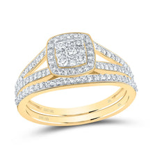 Load image into Gallery viewer, 10K Yellow Gold Diamond Cushion Trio Ring Set 3/4 Cttw - Splendid Jewellery