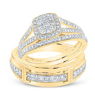 10K Yellow Gold Diamond Cushion Trio Ring Set 3/4 Cttw - Splendid Jewellery