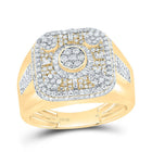 10K Yellow Gold Diamond Cusion Men's Ring 1 1/5 Cttw - Splendid Jewellery