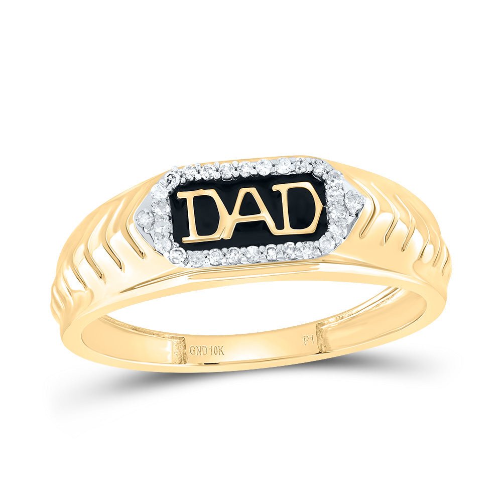 10K Yellow Gold Diamond Dad Men Ring 1/10 Cttw - Splendid Jewellery