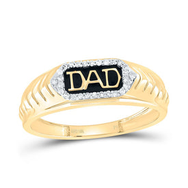 10K Yellow Gold Diamond Dad Men Ring 1/10 Cttw - Splendid Jewellery